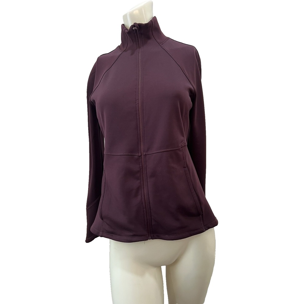 Apana Women's Maroon Vented Back Athletic Full Zipper Warm Up Yoga Jacket Size S